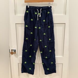 Castaway Nantucket Navy Pajama pants with Embroidered Green Shamrocks Sz S